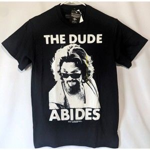 The Dude Abides The Big Lebowski  Mens Black Small T-Shirt  New